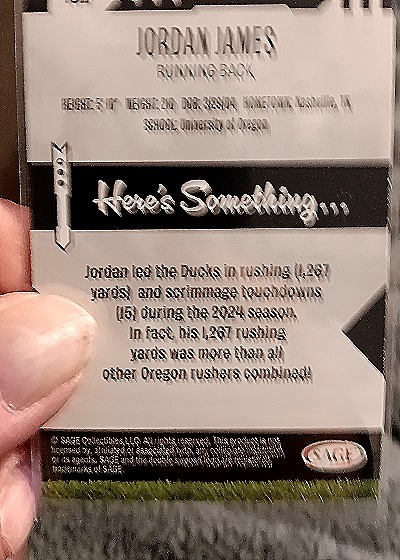 2025 SAGE High Series Silver #182 Jordan James — back