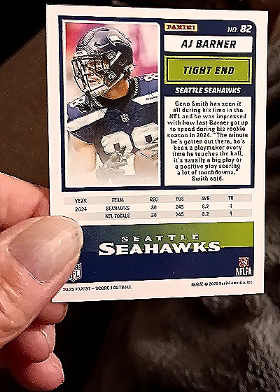 2025 Panini Score-A-Treat #82 AJ Barner — back