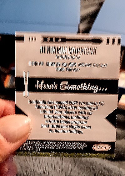 2023 Panini Contenders #100 Benjamin Morrison — back