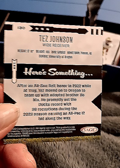 2023 Sage #135 Teez Johnson — back