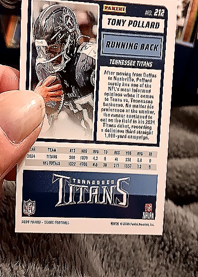 2024 Panini Score #212 Tony Pollard — back