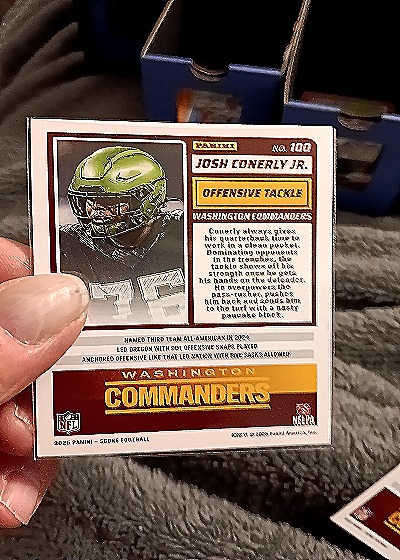 2025 Panini Score A Treat #100 Josh Conerly Jr. — back