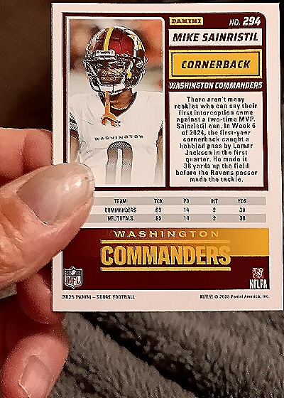 2025 Panini Score-A-Treat #294 Mike Sainristil — back