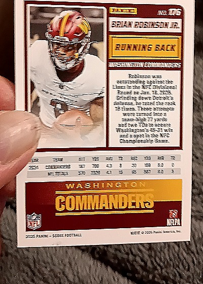 2025 Panini Score-A-Treat #176 Brian Robinson Jr. — back