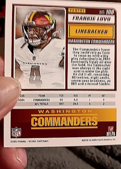 2023 Panini Score #100 Frankie Luvu — back
