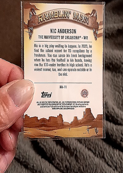2024 Bowman University Chrome Ramblin' Man #RM-11 Nic Anderson — back