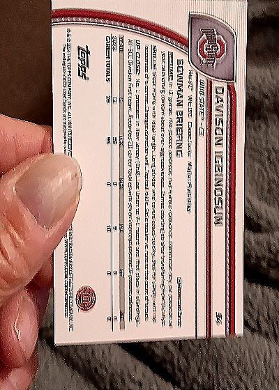 2024 Bowman University Chrome #54 Davison Igbinosun — back