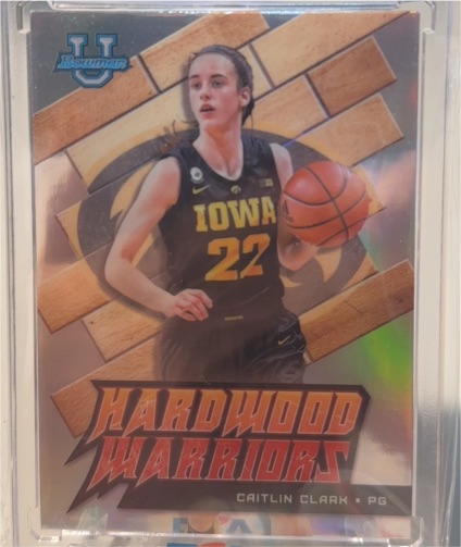 2022-23 Bowman University Best #HW-21 Caitlin Clark Hardwood Warriors — front