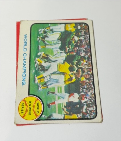 1973 Topps #210 World Champions Oakland Athletics — front