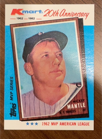 1982 Topps Kmart 20th Anniversary #1 Mickey Mantle — front