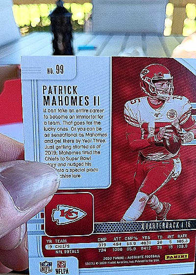 2020 Panini Absolute #99 Patrick Mahomes II — back