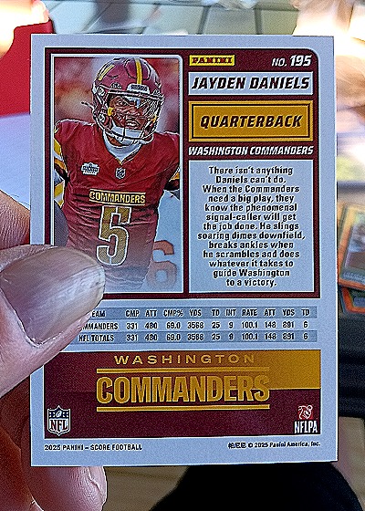 2025 Panini Score-A-Treat #195 Jayden Daniels — back