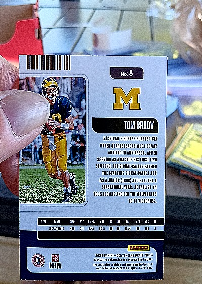 2021 Panini Contenders Draft Picks Season Ticket #8 Tom Brady — back