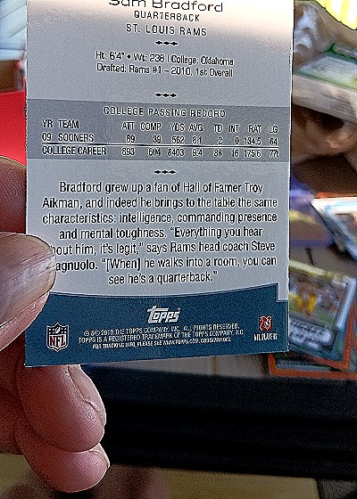 2010 Topps Platinum Sam Bradford Rookie Card — back