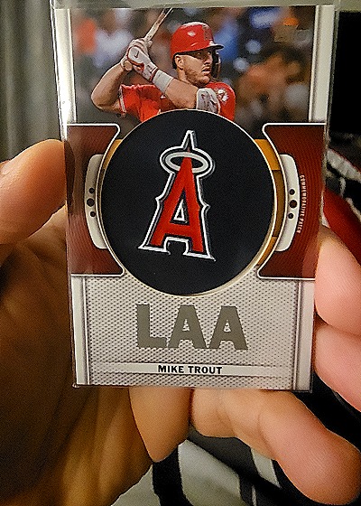 2023 Topps Series 1 Team Logo Commemorative Patch #TLP-MT Mike Trout — front