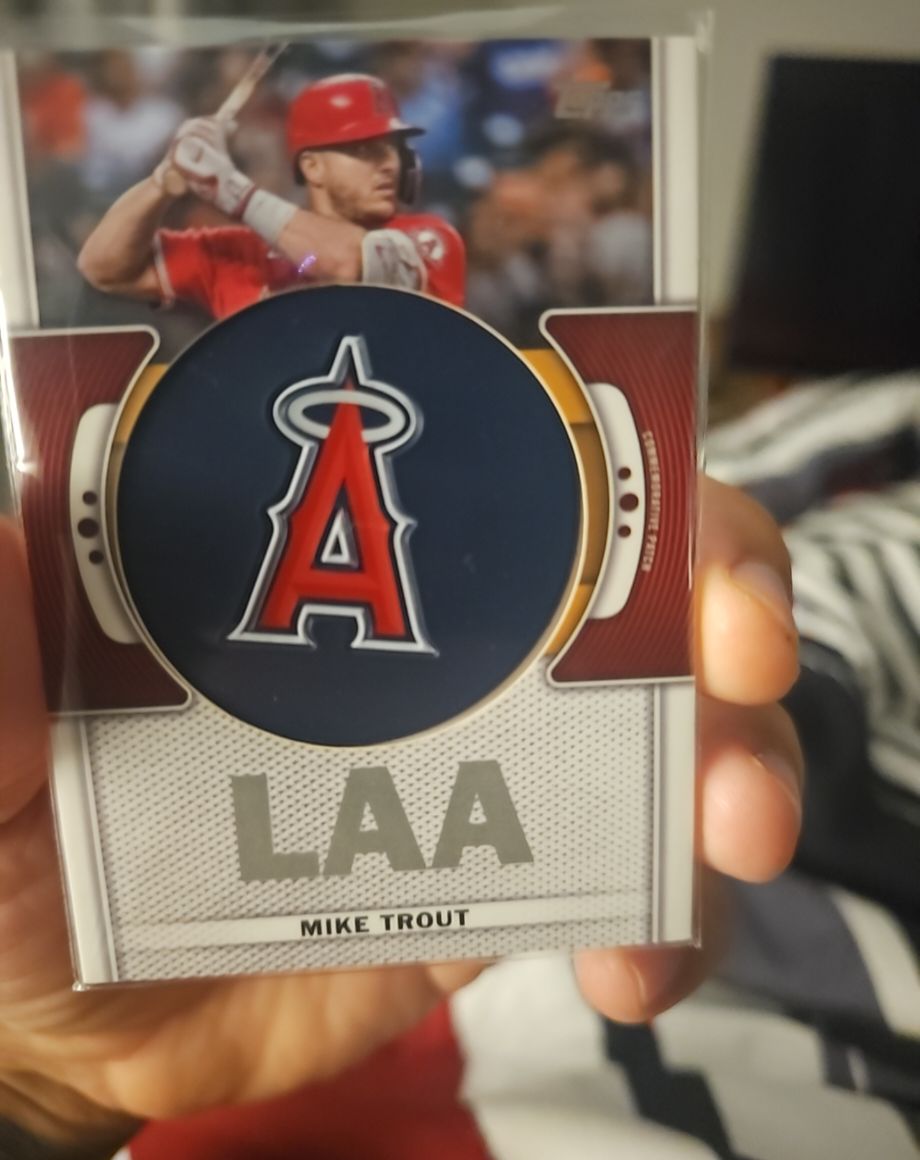 2023 Topps Series 1 Team Logo Patch Relic #TLP-MT Mike Trout — front