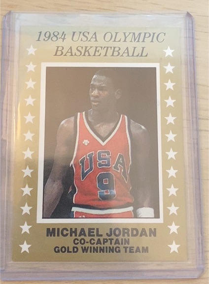 1984 USA Olympic Basketball Michael Jordan Co-Captain Gold Winning Team — front