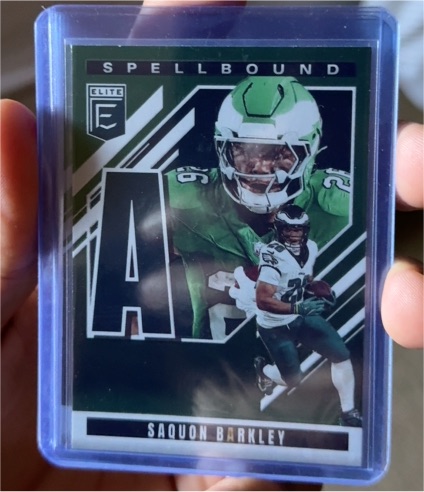 2025 Panini Donruss Elite Spellbound A Green Saquon Barkley — front