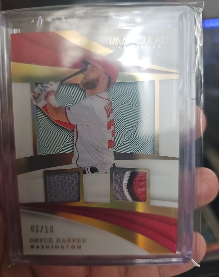 2018 Panini Immaculate Collection Bryce Harper Dual Patch #/10 — front