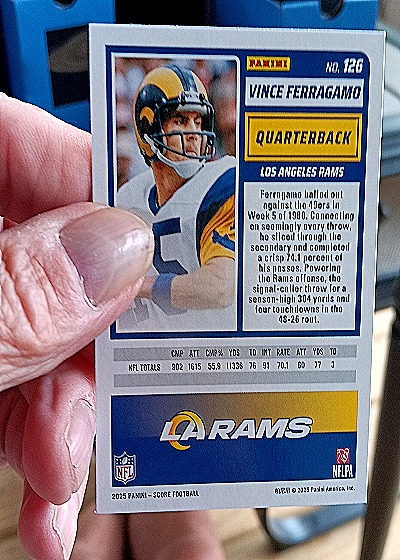 2025 Panini Score A Treat #126 Vince Ferragamo — back
