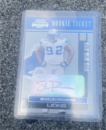 2001 Playoff Contenders Rookie Ticket #92 Shaun Rogers — front