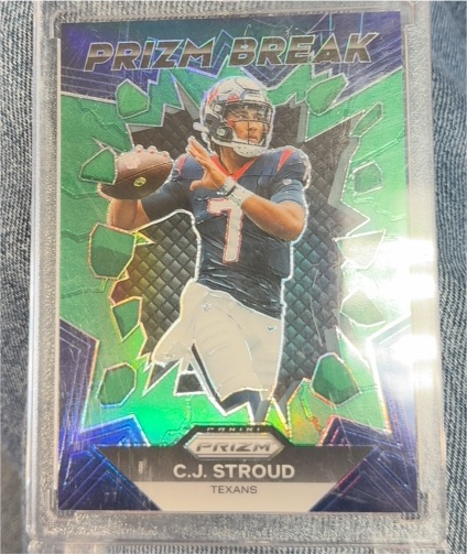 2023 Panini Prizm #PB-6 C.J. Stroud Prizm Break Green — front