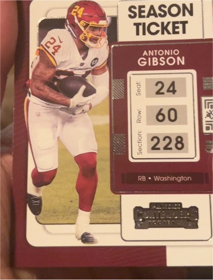 2021 Panini Contenders Season Ticket #99 Antonio Gibson Washington Football Team — front