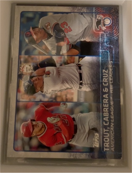 2015 Topps #98 Mike Trout Miguel Cabrera Nelson Cruz — front