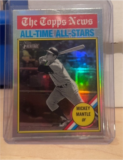 2025 Topps Heritage #349 Mickey Mantle Chrome Refractor The Topps News All-Time All-Stars — front