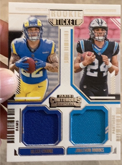 2024 Panini Contenders Rookie Ticket Dual Swatches #DS-15 Blake Corum / Jonathon Brooks — front