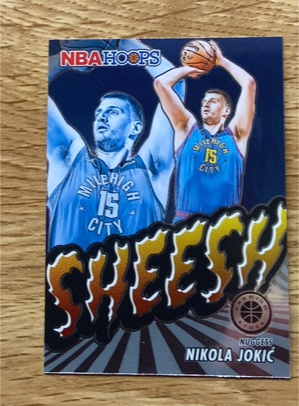 2023-24 Panini NBA Hoops Premium Stock #10 Nikola Jokic Sheesh Silver Prizm — front