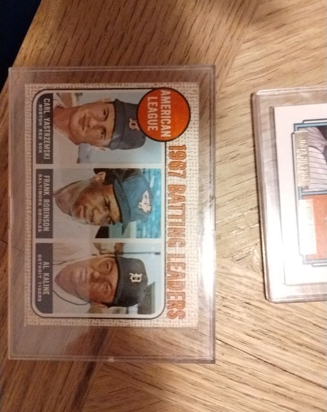 1968 Topps #2 AL Batting Leaders Carl Yastrzemski/Robinson/Kaline — front