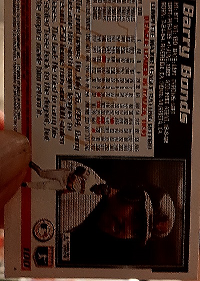 1994 Topps Stadium Club #100 Barry Bonds — back
