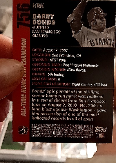 2007 Topps #756 Mark Barry Bonds — back