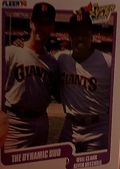 1990 Fleer #637 The Dynamic Duo Will Clark / Kevin Mitchell — front