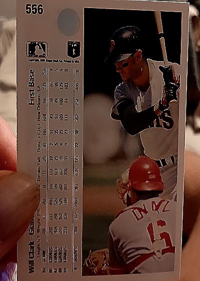 1990 Upper Deck #556 Will Clark — back