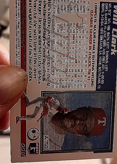1995 Topps #338 Will Clark — back