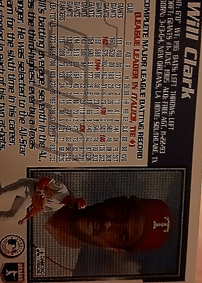 1995 Topps #1 Will Clark — back