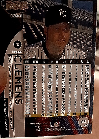 1999 Pacific Revolution #93 Roger Clemens — back