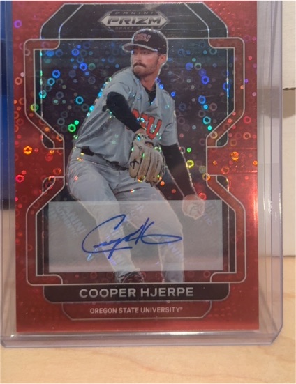 2022 Panini Prizm Draft Picks Red Prizm Autographs #PDP61 Cooper Hjerpe — front