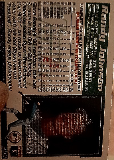 1995 Topps #311 Randy Johnson — back