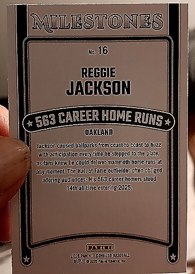 2025 Donruss Milestones #16 Reggie Jackson — back