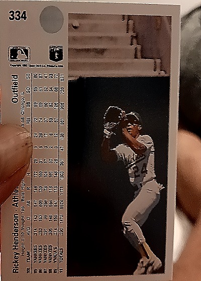 1990 Donruss #334 Rickey Henderson — back