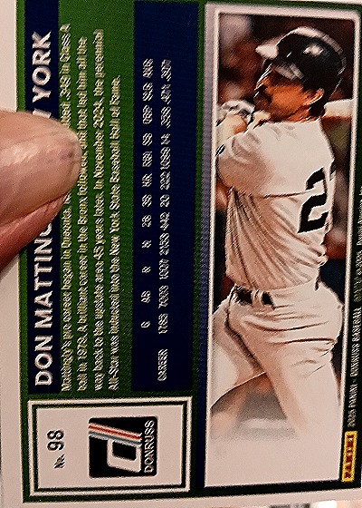 2025 Donruss #98 Don Mattingly — back