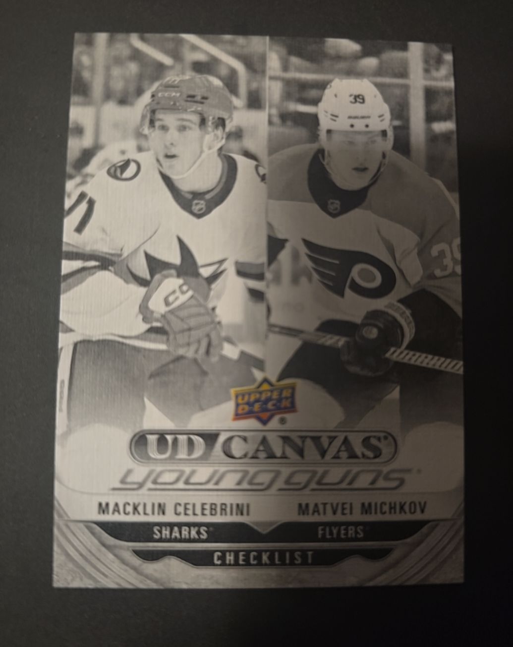 2024-25 Upper Deck UD Canvas Young Guns #C-120 Macklin Celebrini / Matvei Michkov — front