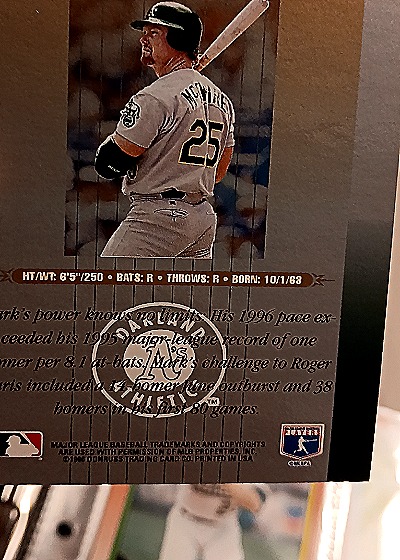 1996 Collector's Choice Silver Signature #640 Mark McGwire — back