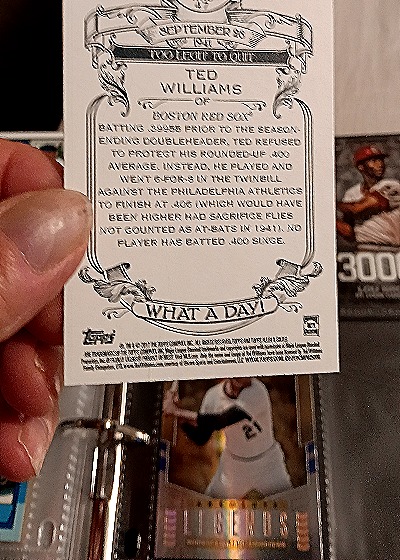 2017 Topps Allen & Ginter What a Day! #WAD-47 Ted Williams — back