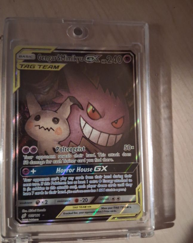 2019 Pokémon Sun & Moon Team Up #165 Gengar & Mimikyu GX — front