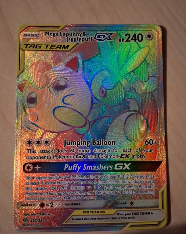 2019 Pokémon Cosmic Eclipse #261 Mega Lopunny & Jigglypuff GX Secret — front