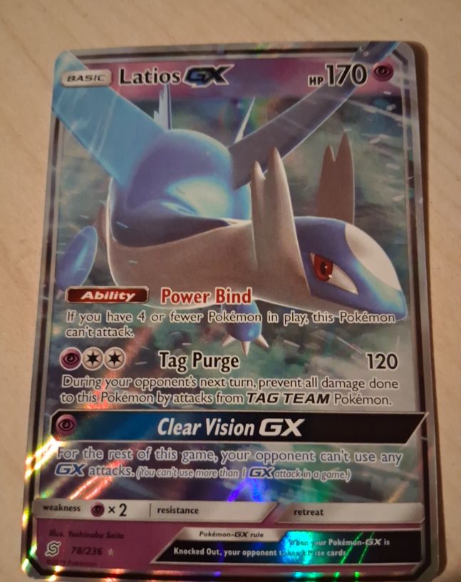 2019 Pokemon TCG Unified Minds #78 Latios GX — front
